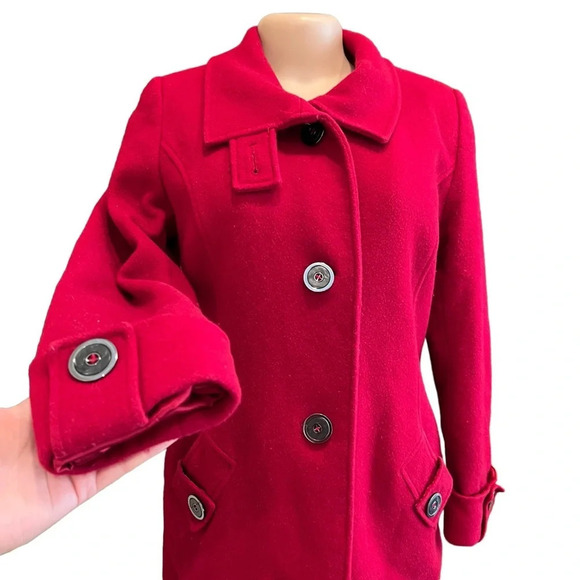 Kristen Blake Red Wool Blend Pea Coat - Picture 3 of 9